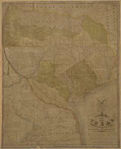 Carte du Texas avec des parties des États adjacents - American School