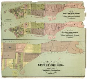 Carte de la ville de New York, montrant ses divisions politiques et subdivisions - American School