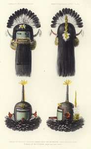 Masque de Kokko Thlanna (grand dieu) de Newekwe (lithographie couleur) - American School