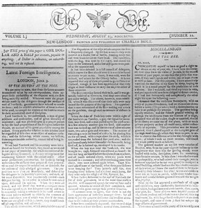 En-tête de The Bee, imprimé le 23 août 1797 - American School