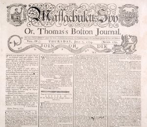 En-tête de Massachusetts Spy, 7 juillet 1774 - American School