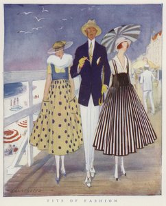 Se moquer des modes masculines et féminines (lithographie couleur) - American School