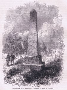Monument sur la tombe de Bradford à New Plymouth 1641, illustration de l