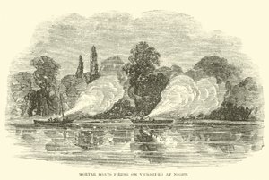Bateaux-mortiers tirant sur Vicksburg la nuit, juillet 1862 - American School