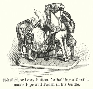 Netsuke, ou bouton en ivoire, pour tenir la pipe et la pochette d