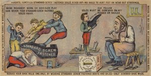 Vieil homme réparant des chaussures - American School