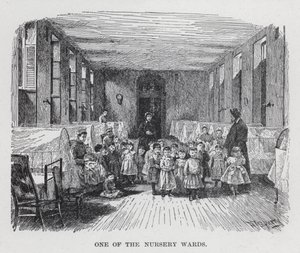 Une des salles de la crèche (lithographie) - American School