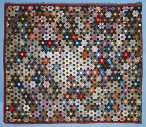 Couvre-lit en puzzle de fleurs optiques, 1854 (soie)