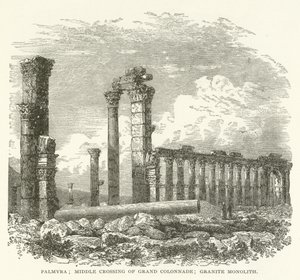 Palmyre; croisement central de la Grande Colonnade; Monolithe de granit - American School