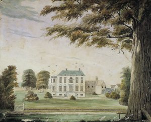 Park House, Angleterre : Maison de Richard Flower, père de George Flower (aquarelle sur papier monté sur carton) - American School