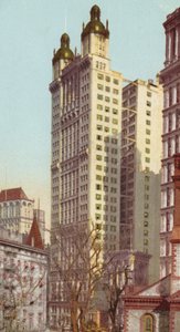 Park Row Building, New York, vers 1900-09 (lithographie en couleur) - American School