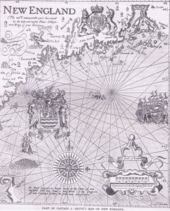Partie de la carte du capitaine J Smith de la Nouvelle-Angleterre, illustration de l