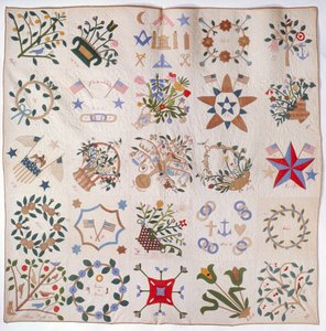 Courtepointe Patriote et Fleur, vers 1860