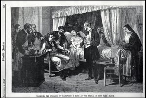 Opération de la transfusion de sang à l
