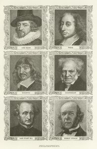 Philosophes, Lord Bacon, Pascal, Descartes, Schopenhauer, John Stuart Mill, Herbert Spencer - American School