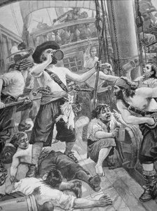 Pirates capturant un navire (gravure) - American School