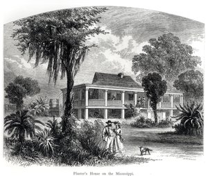 Maison du planteur sur le Mississippi, gravée par J.H. Ellawell - American School