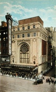 Carte postale représentant le Théâtre de Chicago, vers 1930 - American School