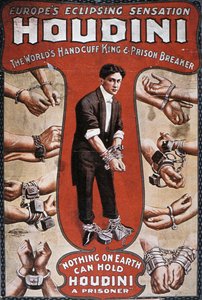 Affiche publicitaire pour une performance de Houdini - American School