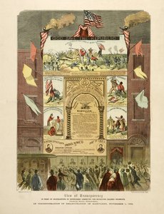 Affiche célébrant "Émancipation dans le Maryland, 1er novembre" - American School