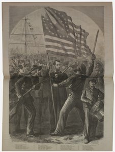 Le président Lincoln impliqué dans la bataille de Fort Stevens, illustration de "Harper