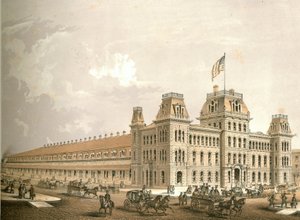 Gare ferroviaire, de Chicago Illustrated, avec descriptions littéraires par James W. Sheahan, publié par Jevne & Almini, Chicago, 1866-67 - American School