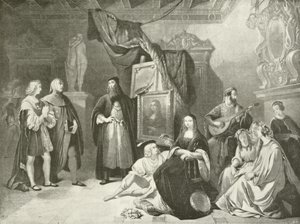 Raphaël présenté à Léonard de Vinci (gravure) - American School