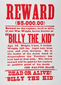 Affiche de récompense pour Billy the Kid (1859-81) - American School