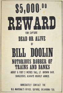 Affiche de récompense pour Bill Doolin (1858-96) - American School