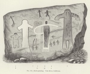 Peinture rupestre, rivière Tule, Californie - American School