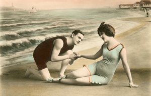 Couple victorien romantique sur la plage