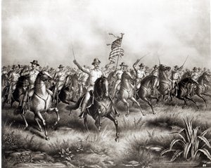 Cavaliers téméraires : Colonel Theodore Roosevelt, commandant américain à San Juan Hill, Santiago, Cuba, 1898 - American School