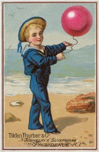 Garçon marin tenant un ballon rouge - American School