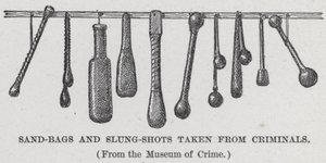 Sacs de sable et coups de poing américains pris aux criminels (lithographie) - American School