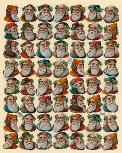 Père Noël, feuille de têtes