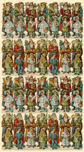 Père Noël avec des enfants, feuille de figures - American School