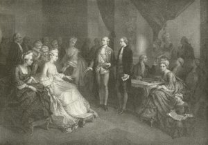 Schiller présenté à la princesse de Saxe-Weimar (gravure) - American School