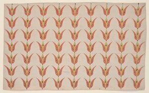 Sept rangées de tulipes, peinture Fraktur, c.1800-20 - American School