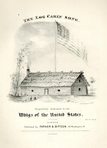 Couverture de la partition musicale pour The Log Cabin Song..., publiée par Parker & Ditson, Boston, 1840