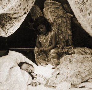 Fille endormie surveillée par son ange gardien, 1898 - American School