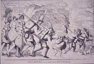 Soldats en marche vers Buffalo (eau-forte)