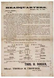 Ordre spécial n° 357 publiant les prix des denrées alimentaires pour prévenir la spéculation, 23 mai 1862