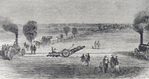 Charrue à vapeur sur la ferme de Patterson, illustration de 