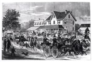 Scène de rue à New York, illustration de New York au XIXe siècle - American School