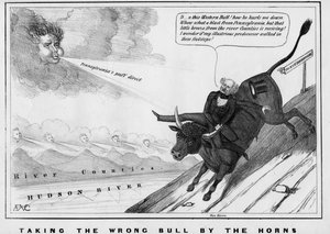 Prendre le mauvais taureau par les cornes, publié par John Childs, New York, vers 1840