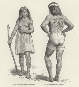 Femme et homme Haida tatoués - American School