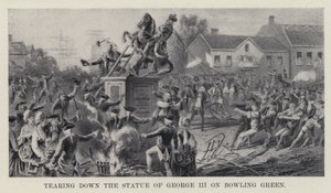 Démolition de la statue de George III à Bowling Green - American School
