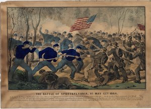 La bataille de Spottsylvania, Va. 12 mai 1864, pub. par Currier & Ives, vers 1864 - American School