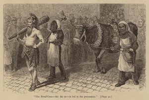 Le Bœuf-Gras, le bœuf gras, est conduit dans la procession - American School