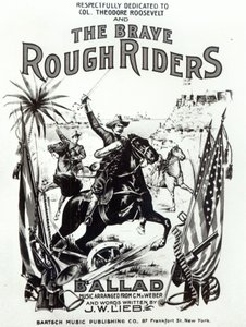 Les Braves Rough Riders, couverture de la chanson, imprimée par Bartsch Music Publishing Co, New York - American School